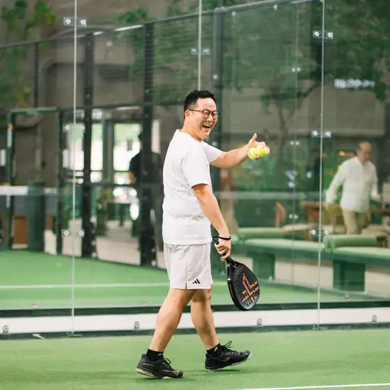 A player at Athletiqs Airdome